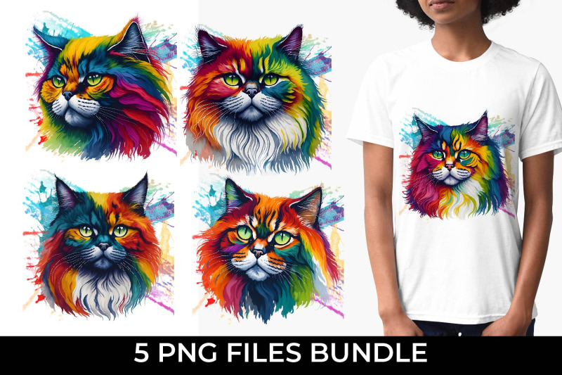 rainbow-persian-cat-watercolor-bundle