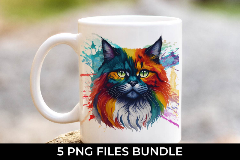 rainbow-persian-cat-watercolor-bundle