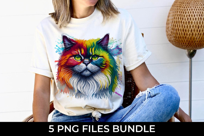 rainbow-persian-cat-watercolor-bundle