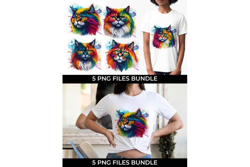 rainbow-persian-cat-watercolor-bundle