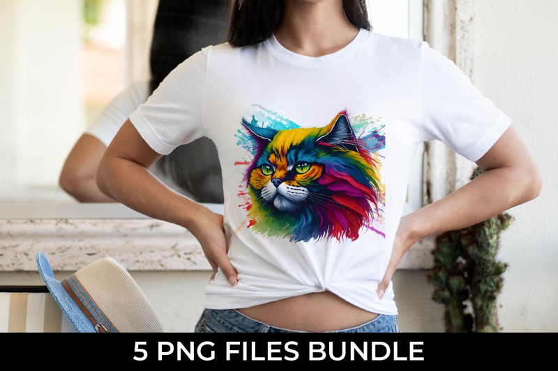 rainbow-persian-cat-watercolor-bundle