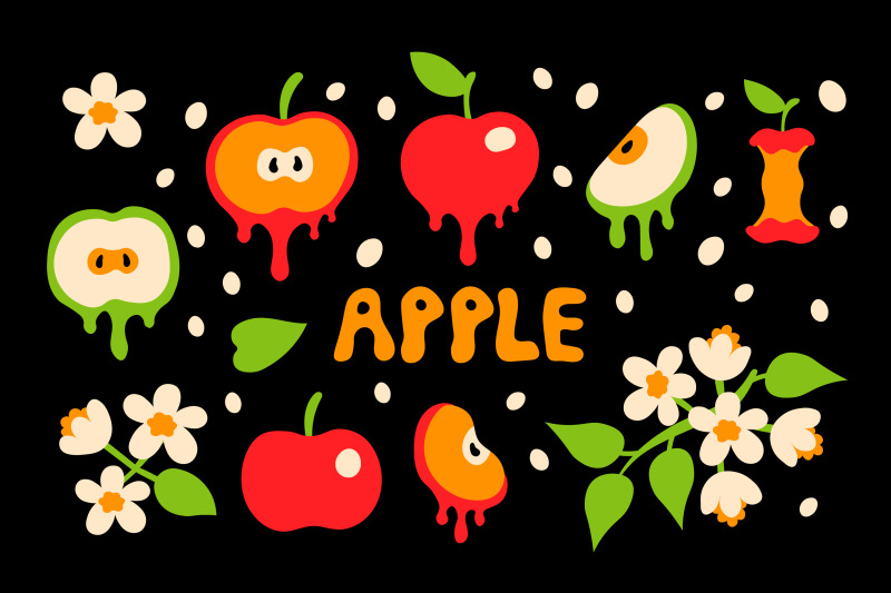 retro-summer-apple-elements-clipart