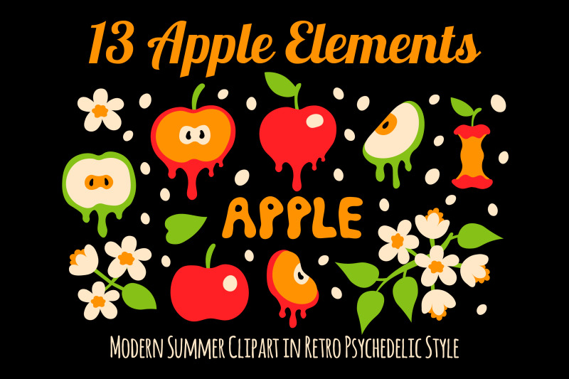 retro-summer-apple-elements-clipart