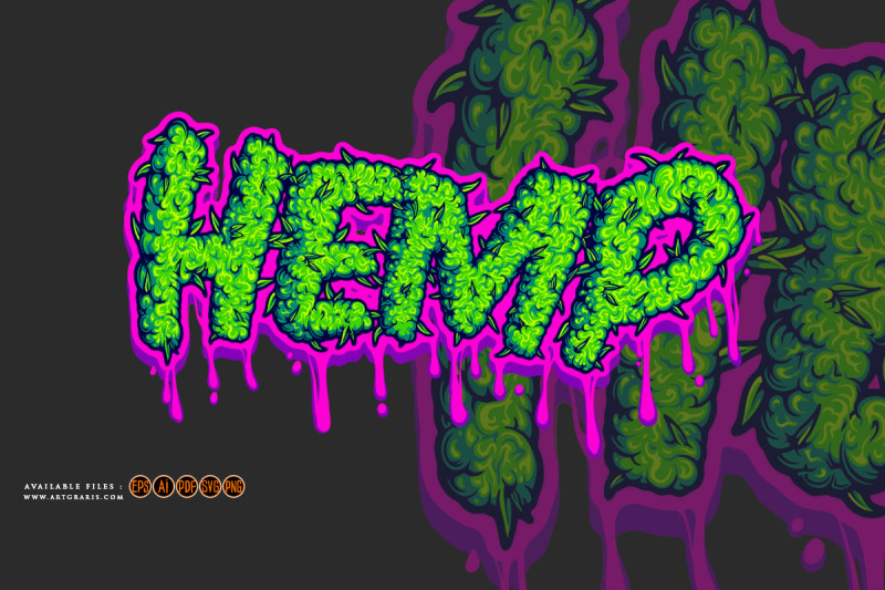 hemp-typeface-letter-with-gooey-effect-logo-illustrations