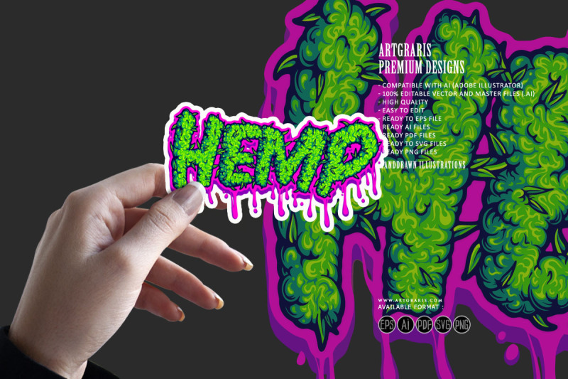 hemp-typeface-letter-with-gooey-effect-logo-illustrations