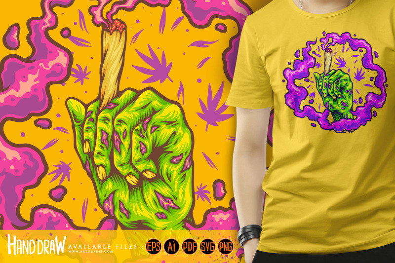 zombie-hand-holding-marijuana-joint-logo-illustrations