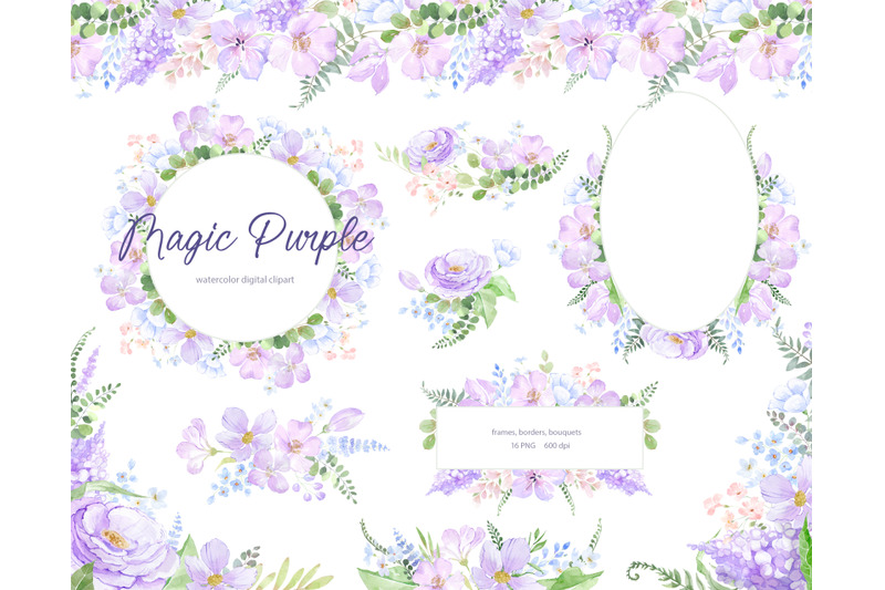 watercolor-violet-floral-clipart-purple-spring-floral-bouquets-purpl