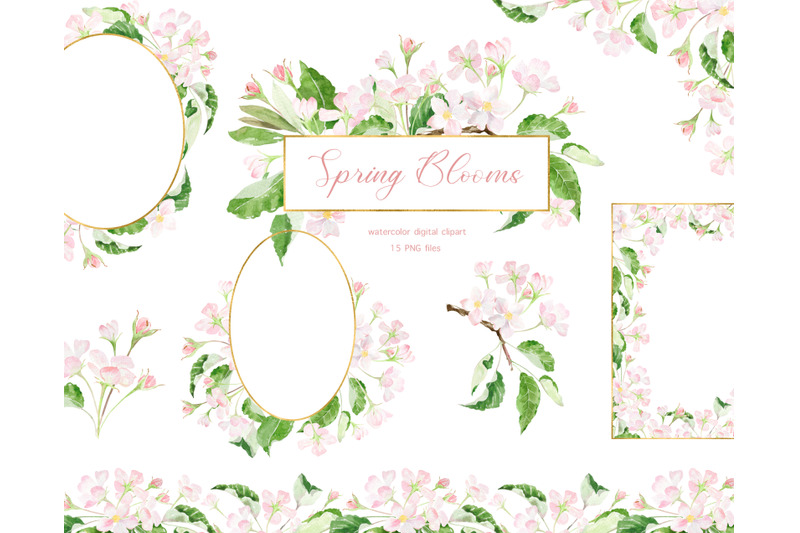 watercolor-spring-floral-clipart-cherry-blossoms-floral-wreaths