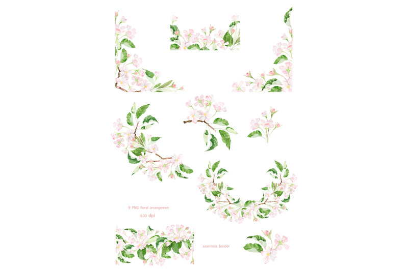 watercolor-spring-floral-clipart-cherry-blossoms-floral-wreaths