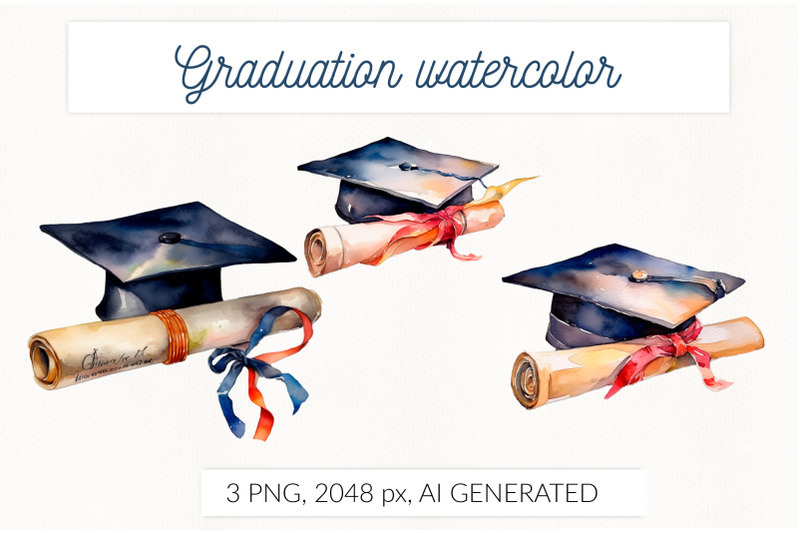 watercolor-graduation-cap-with-diploma-scroll-vintage-png