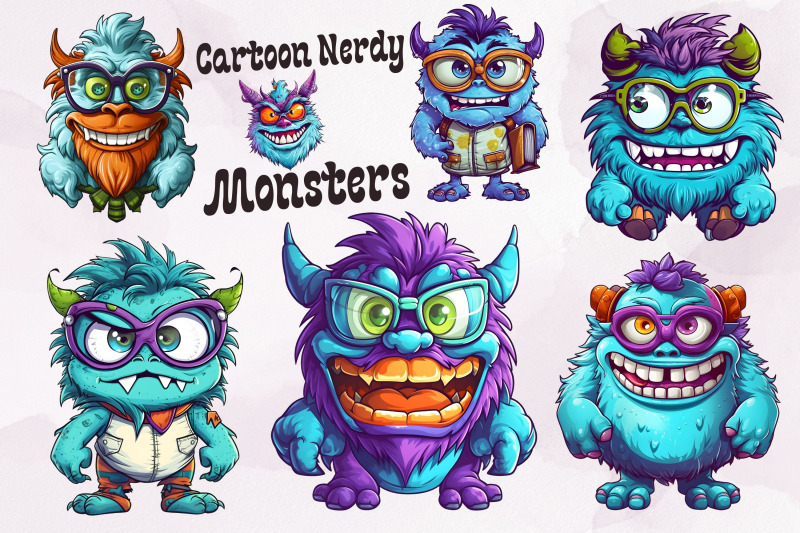 cartoon-nerdy-monsters-illustrations