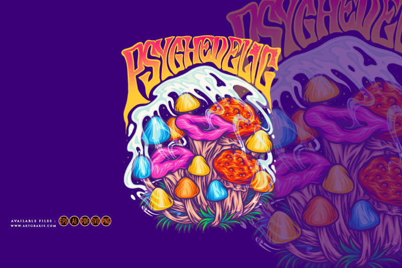 magic-mushroom-psychedelic-plant-trippy-logo-illustrations