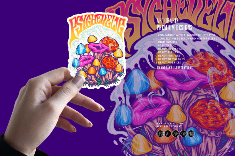 magic-mushroom-psychedelic-plant-trippy-logo-illustrations