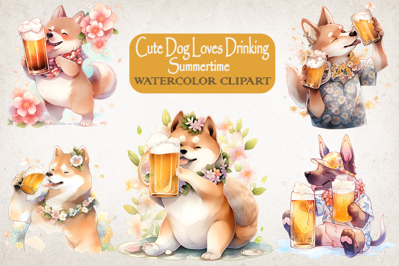 cute-dog-drinking-summertime-bundle