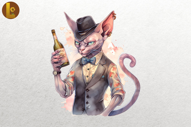 gangster-sphynx-cat-drinking-bundle