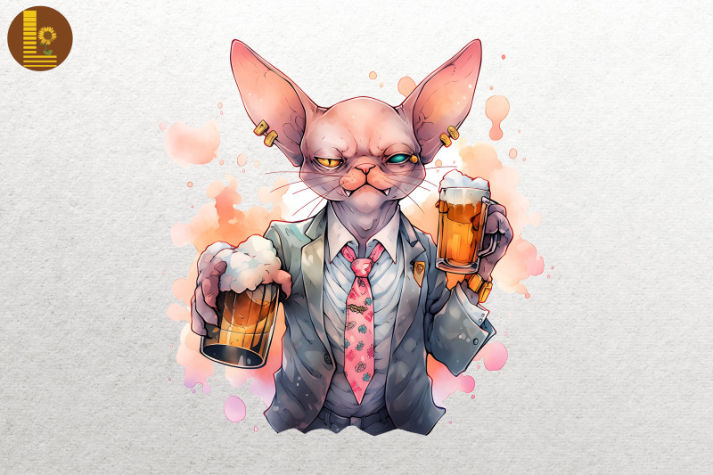 gangster-sphynx-cat-drinking-bundle