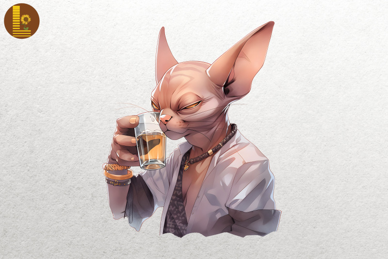 gangster-sphynx-cat-drinking-bundle