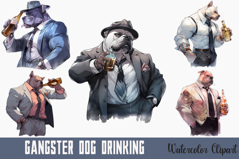 gangster-father-dog-drinking-watercolor-bundle