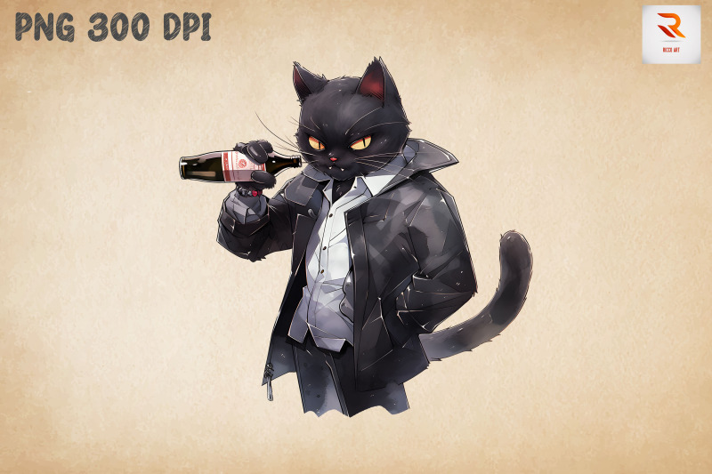 gangster-dad-black-cat-drinking-bundle