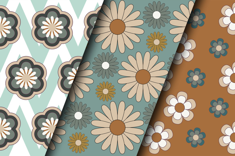 retro-daisy-flowers-digital-paper-patterns