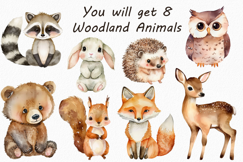 Watercolor Woodland Animals Clipart By PassionPNGcreation | TheHungryJPEG