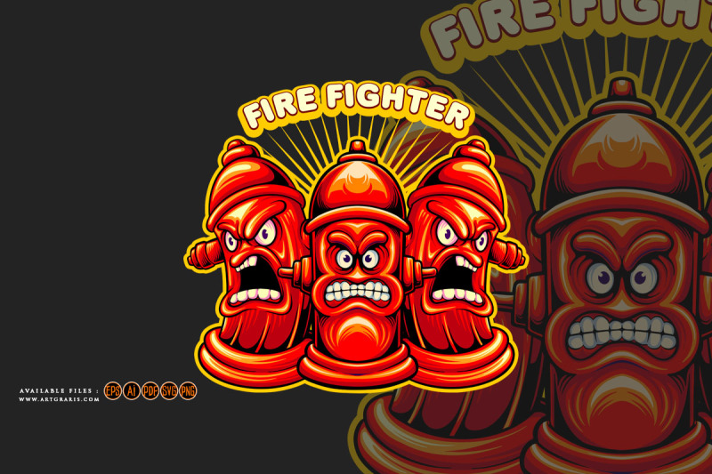 hydrant-pillar-fire-fighter-department-logo-illustartions