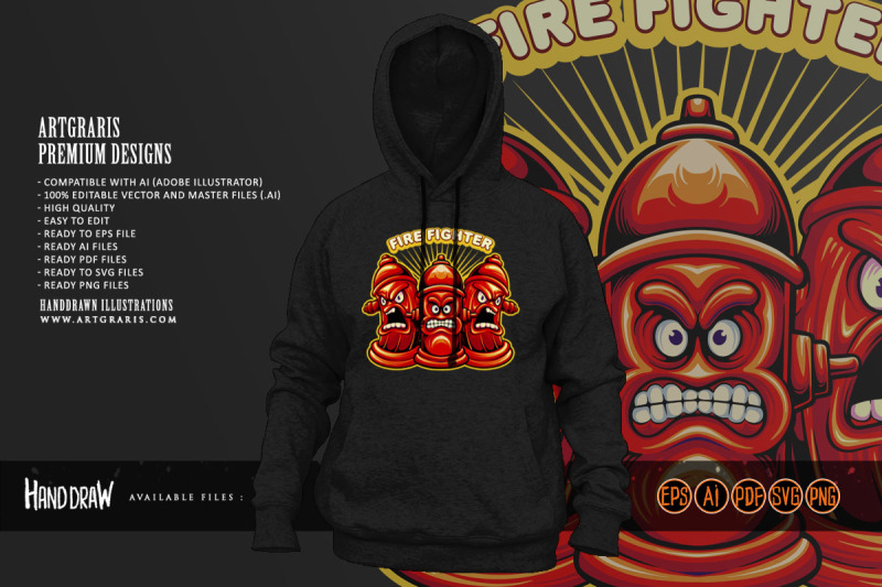 hydrant-pillar-fire-fighter-department-logo-illustartions