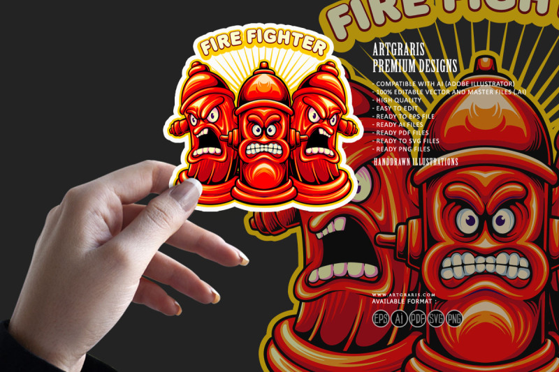 hydrant-pillar-fire-fighter-department-logo-illustartions