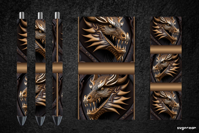 tooled-leather-dragon-pen-wraps-sublimation-bundle