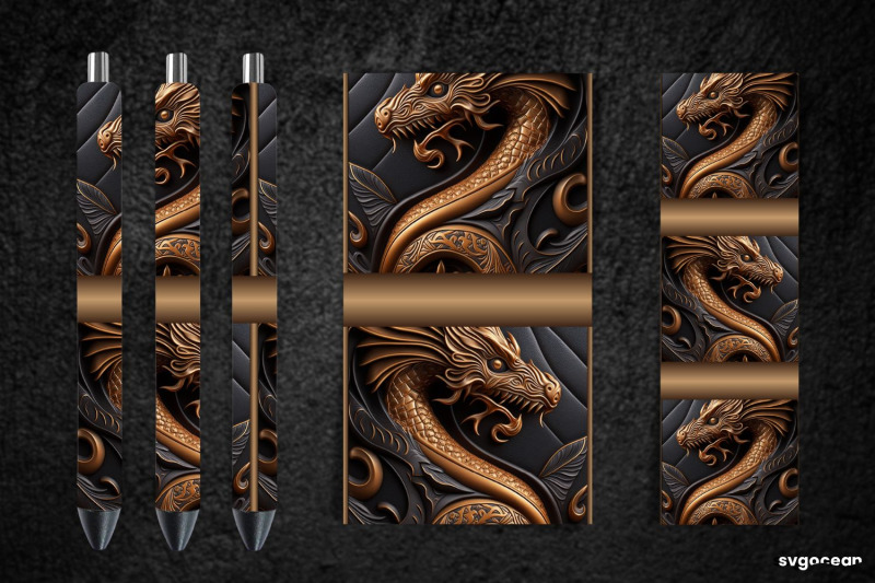 tooled-leather-dragon-pen-wraps-sublimation-bundle