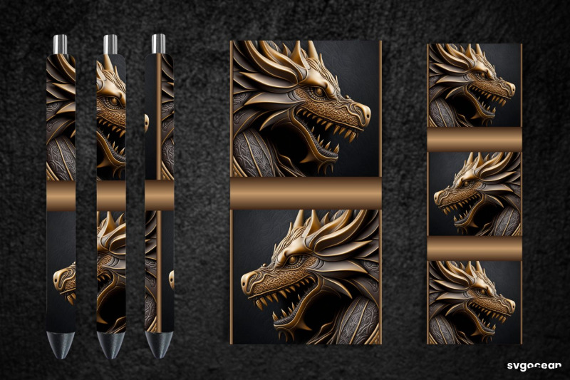 tooled-leather-dragon-pen-wraps-sublimation-bundle