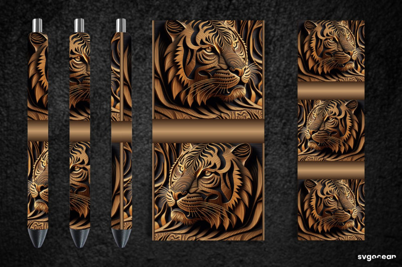 tooled-leather-tiger-pen-wraps-sublimation-bundle