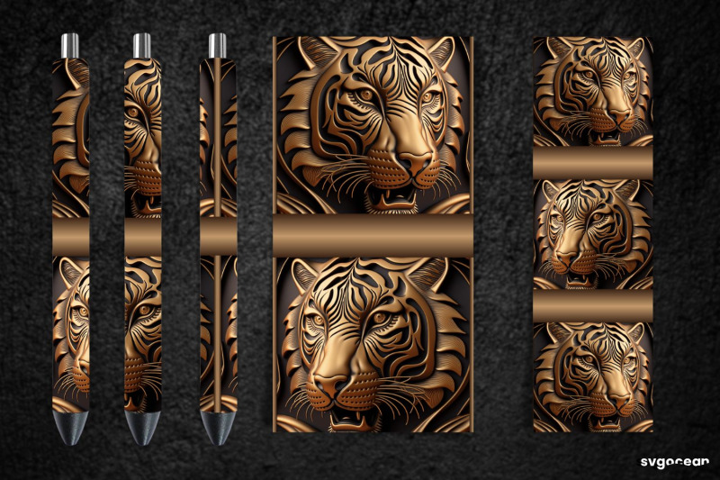 tooled-leather-tiger-pen-wraps-sublimation-bundle