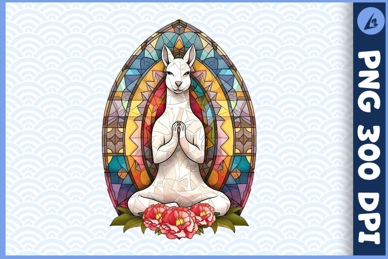 floral-llama-yoga-pose-stained-glass