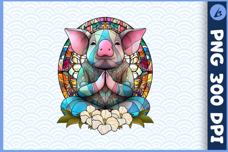 floral-pig-yoga-pose-stained-glass