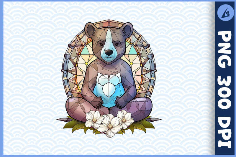 floral-bear-yoga-pose-stained-glass