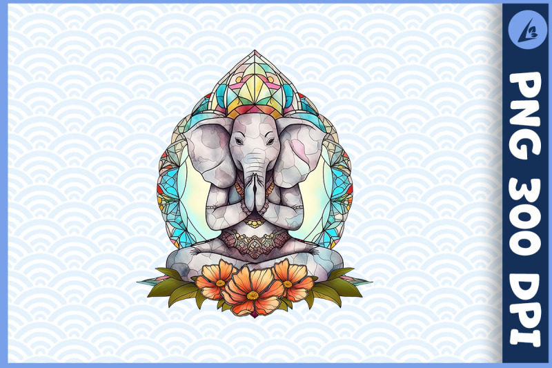 floral-elephant-yoga-pose-stained-glass