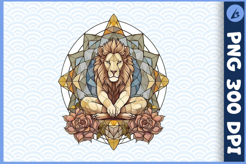 floral-lion-yoga-pose-stained-glass