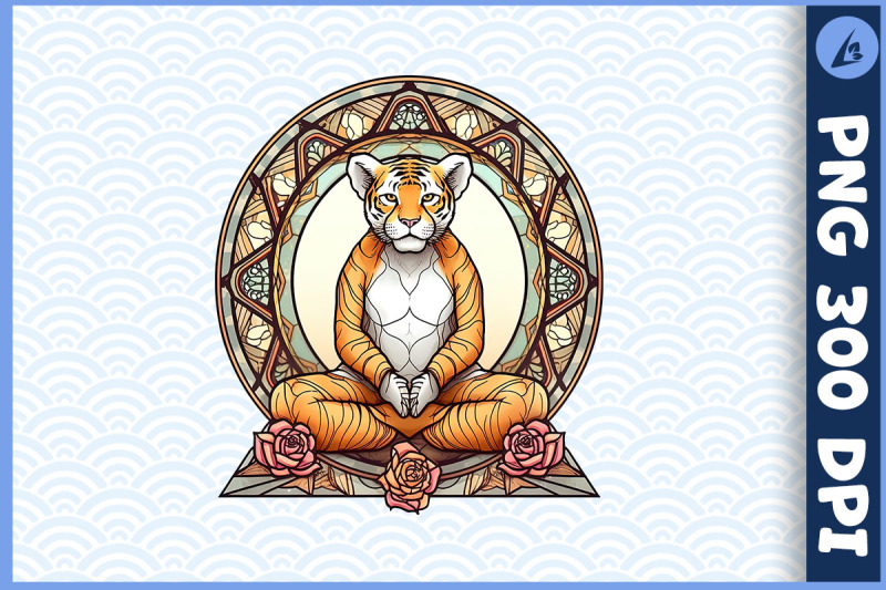 floral-tiger-yoga-pose-stained-glass