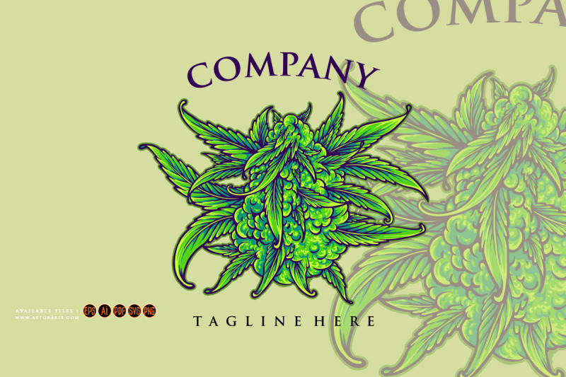 cannabis-flower-buds-strain-botanical-logo-illustrations