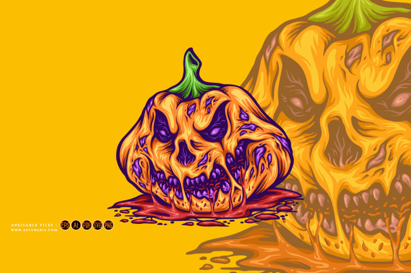 rotten-pumpkin-creepy-monster-halloween-fruit-illustrations