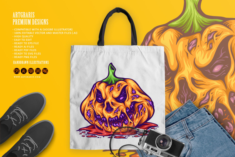 rotten-pumpkin-creepy-monster-halloween-fruit-illustrations