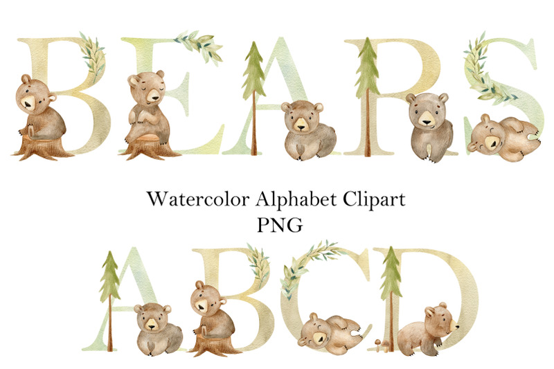 watercolor-alphabet-with-bears