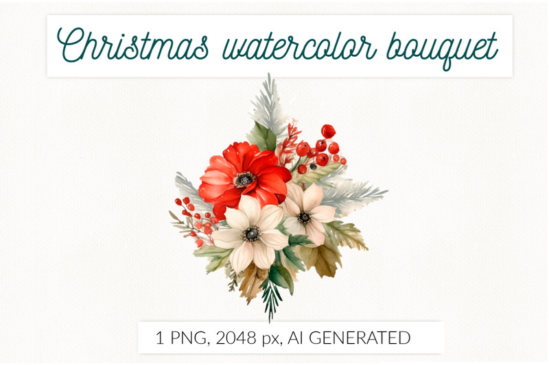 watercolor-christmas-bouquet-with-red-flowers-png