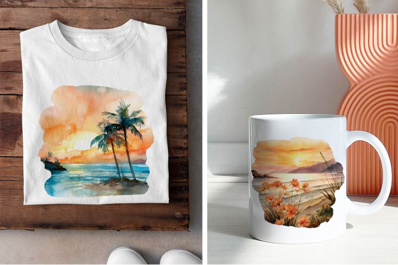 watercolour-summer-beach-sunset-sublimation-background