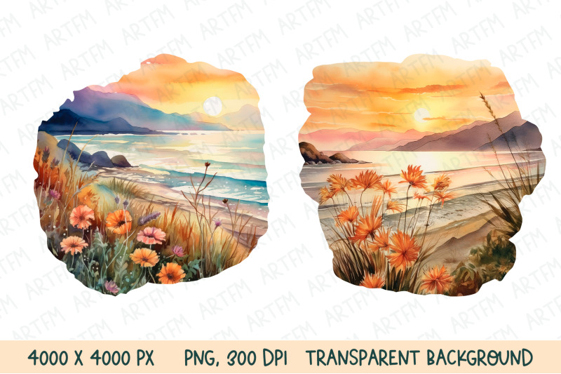 watercolour-summer-beach-sunset-sublimation-background
