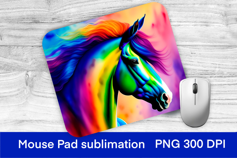 mouse-pad-sublimation-rainbow-horse-sublimation