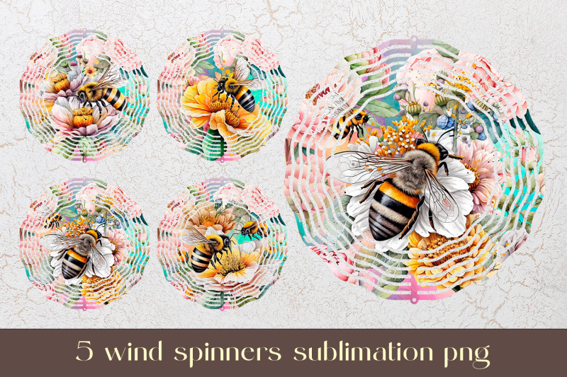 floral-garden-wind-spinner-sublimation-bee-wind-spinner-design
