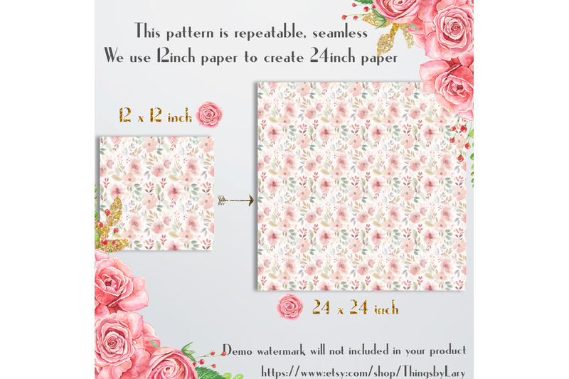 16-seamless-wedding-ceremony-pink-flowers-digital-papers