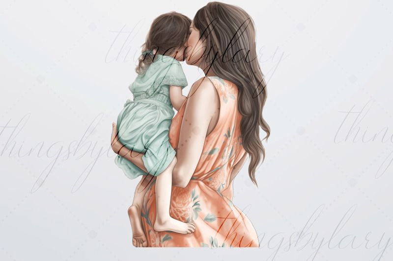 12-watercolor-mom-kissing-baby-from-the-back-view-png-images